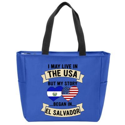 Salvadoran American Dad Mommy El Salvador Us Flag Heart Gift Zip Tote Bag