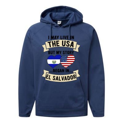 Salvadoran American Dad Mommy El Salvador Us Flag Heart Gift Performance Fleece Hoodie