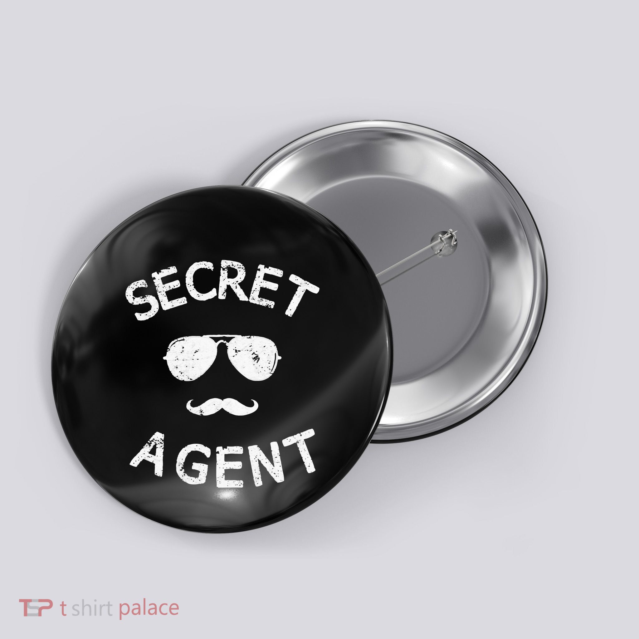 Secret Agent Distressed Halloween Funny Costume Spy Button