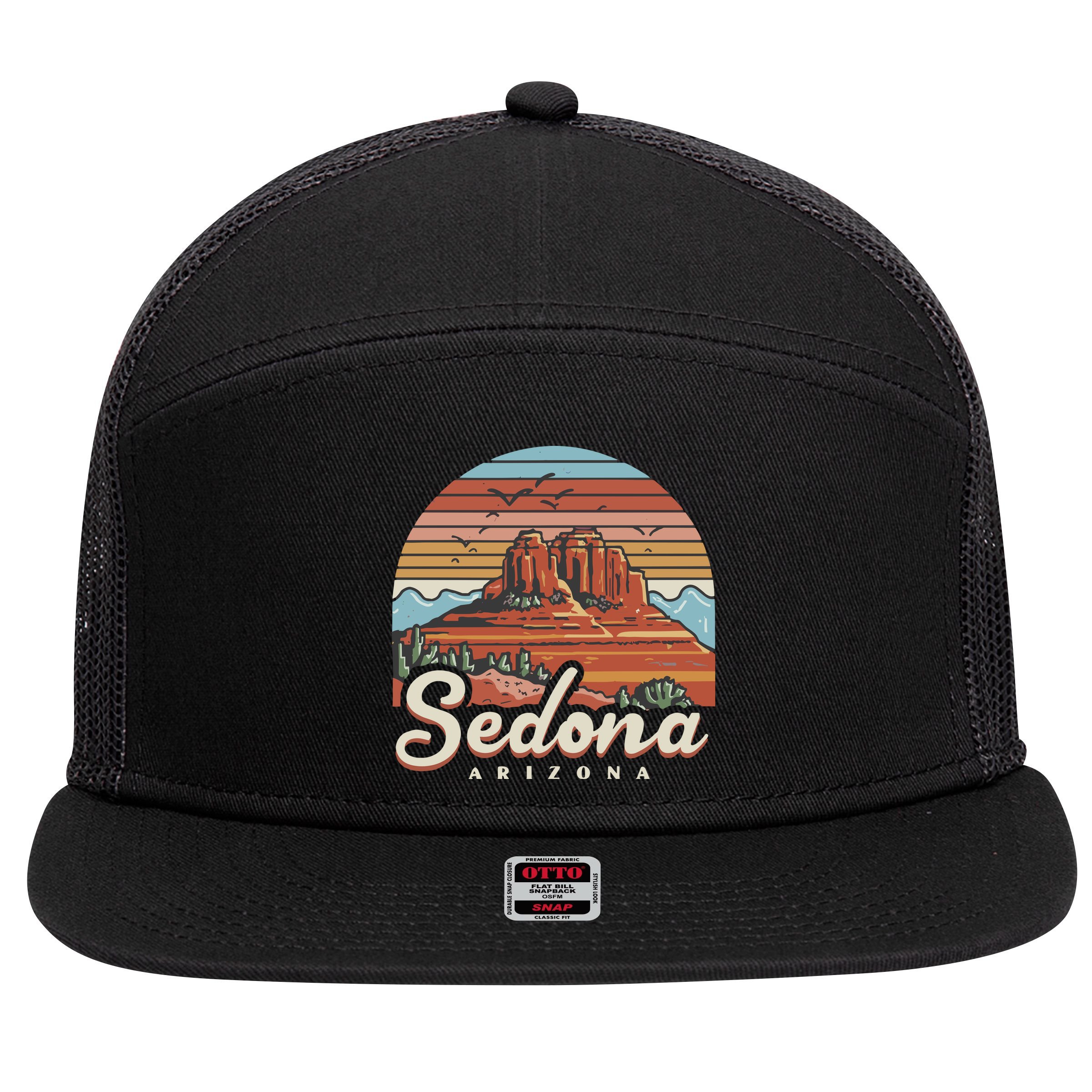 Sedona Arizona Desert 7 Panel Mesh Trucker Snapback Hat