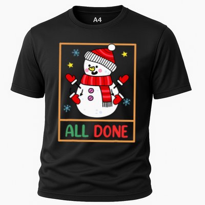 Snowman All Done Sign Language Speech Pathology Sped Teacher Cooling Performance Crew T-Shirt