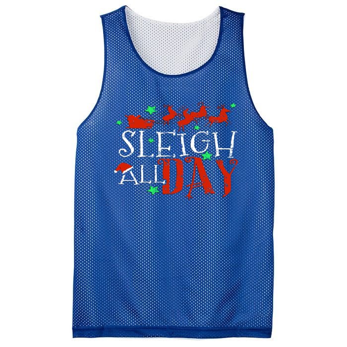 Sleigh All Day Funny Santa Sled Christmas Cute Gift Mesh Reversible Basketball Jersey Tank