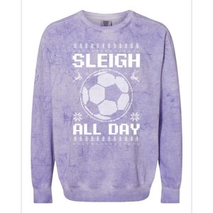 Sleigh All Day Design Christmas Soccer Great Gift Colorblast Crewneck Sweatshirt