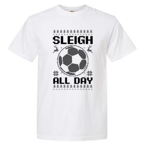 Sleigh All Day Design Christmas Soccer Great Gift Garment-Dyed Heavyweight T-Shirt