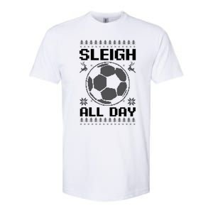 Sleigh All Day Design Christmas Soccer Great Gift Softstyle CVC T-Shirt