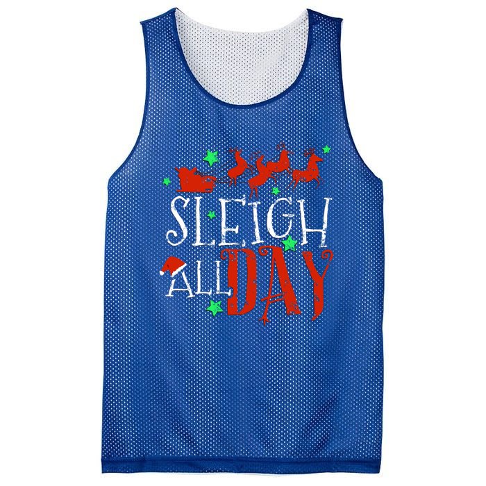 Sleigh All Day Funny Santa Sled Christmas Gift Mesh Reversible Basketball Jersey Tank