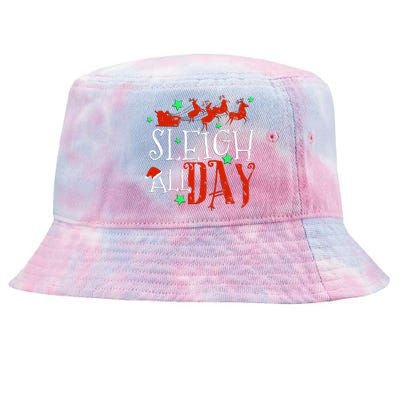 Sleigh All Day Funny Santa Sled Christmas Gift Tie-Dyed Bucket Hat