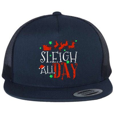 Sleigh All Day Funny Santa Sled Christmas Gift Flat Bill Trucker Hat