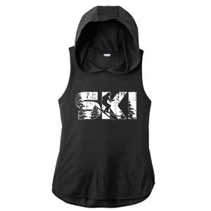 SKI Alpine Downhill Skiing Winter Sports Funny Skier Ladies PosiCharge Tri-Blend Wicking Draft Hoodie Tank