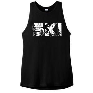 SKI Alpine Downhill Skiing Winter Sports Funny Skier Ladies PosiCharge Tri-Blend Wicking Tank