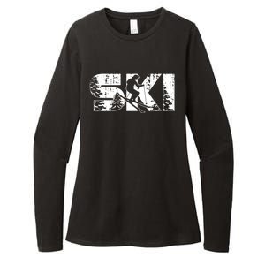 SKI Alpine Downhill Skiing Winter Sports Funny Skier Womens CVC Long Sleeve Shirt