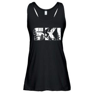 SKI Alpine Downhill Skiing Winter Sports Funny Skier Ladies Essential Flowy Tank