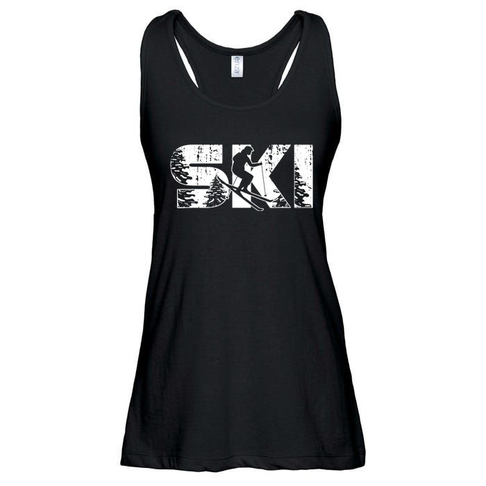 SKI Alpine Downhill Skiing Winter Sports Funny Skier Ladies Essential Flowy Tank