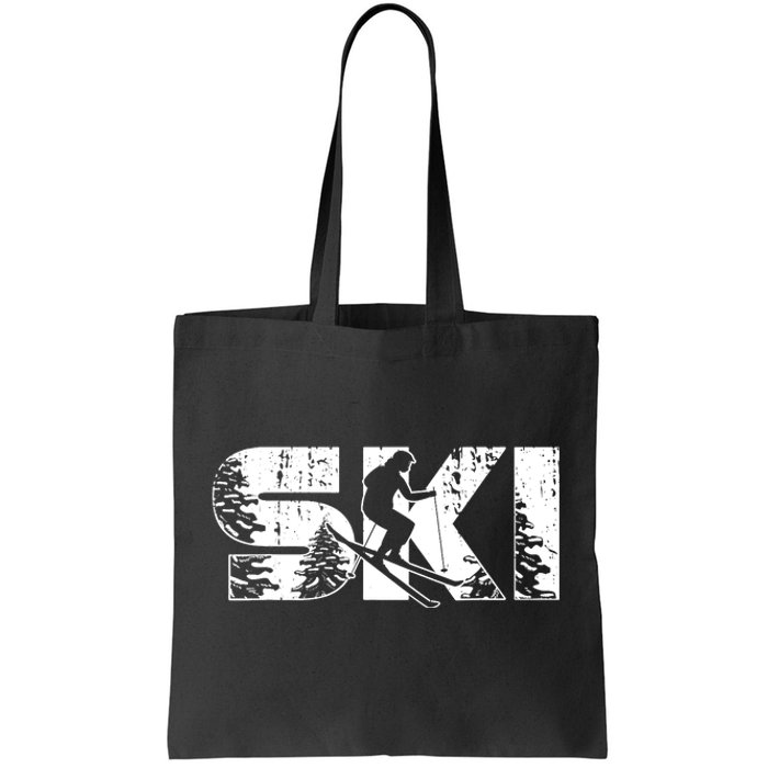 SKI Alpine Downhill Skiing Winter Sports Funny Skier Tote Bag