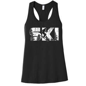 SKI Alpine Downhill Skiing Winter Sports Funny Skier Women's Racerback Tank