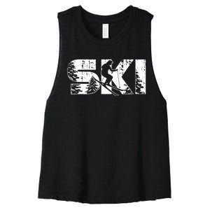 SKI Alpine Downhill Skiing Winter Sports Funny Skier Women's Racerback Cropped Tank