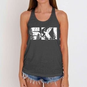 SKI Alpine Downhill Skiing Winter Sports Funny Skier Women's Knotted Racerback Tank