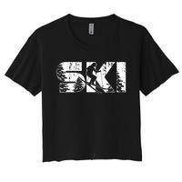 SKI Alpine Downhill Skiing Winter Sports Funny Skier Women's Crop Top Tee