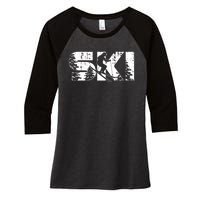 SKI Alpine Downhill Skiing Winter Sports Funny Skier Women's Tri-Blend 3/4-Sleeve Raglan Shirt