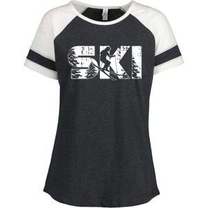 SKI Alpine Downhill Skiing Winter Sports Funny Skier Enza Ladies Jersey Colorblock Tee