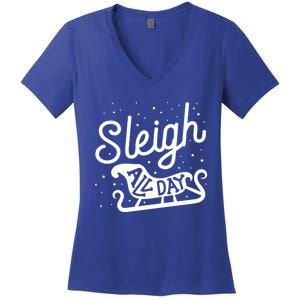 Sleigh All Day Funny Santa Christmas Reindeer Funny Gift Women's V-Neck T-Shirt