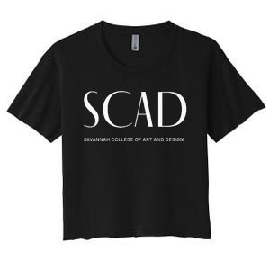 SCAD Art Deco Style College Long Sleeve Women's Crop Top Tee