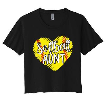 Softball Aunt designs For Baller Aunt Mother's Day Women's Crop Top Tee