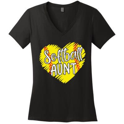 Softball Aunt designs For Baller Aunt Mother's Day Women's V-Neck T-Shirt