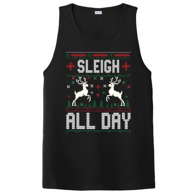 Sleigh All Day Ugly Christmas Sweater Reindeer Holiday Meaningful Gift PosiCharge Competitor Tank