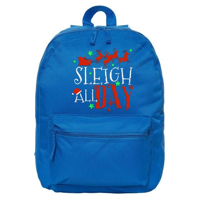 Sleigh All Day Funny Santa Sled Christmas Cute Gift 16 in Basic Backpack