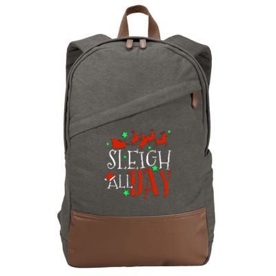 Sleigh All Day Funny Santa Sled Christmas Cute Gift Cotton Canvas Backpack