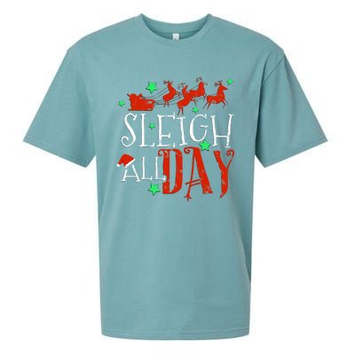 Sleigh All Day Funny Santa Sled Christmas Cute Gift Sueded Cloud Jersey T-Shirt