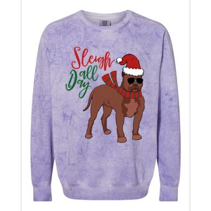 Sleigh All Day Pitbull Dog Christmas Colorblast Crewneck Sweatshirt