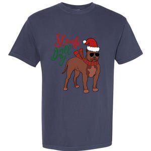 Sleigh All Day Pitbull Dog Christmas Garment-Dyed Heavyweight T-Shirt