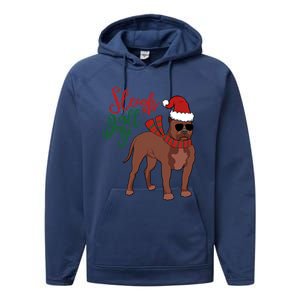 Sleigh All Day Pitbull Dog Christmas Performance Fleece Hoodie