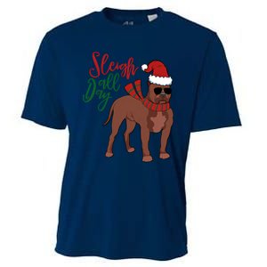 Sleigh All Day Pitbull Dog Christmas Cooling Performance Crew T-Shirt