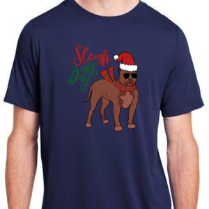 Sleigh All Day Pitbull Dog Christmas Adult ChromaSoft Performance T-Shirt