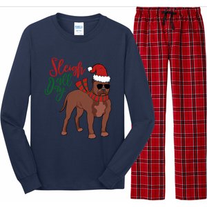 Sleigh All Day Pitbull Dog Christmas Long Sleeve Pajama Set