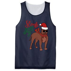 Sleigh All Day Pitbull Dog Christmas Mesh Reversible Basketball Jersey Tank