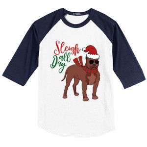 Sleigh All Day Pitbull Dog Christmas Baseball Sleeve Shirt