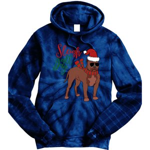 Sleigh All Day Pitbull Dog Christmas Tie Dye Hoodie