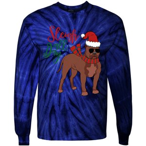 Sleigh All Day Pitbull Dog Christmas Tie-Dye Long Sleeve Shirt