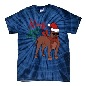 Sleigh All Day Pitbull Dog Christmas Tie-Dye T-Shirt