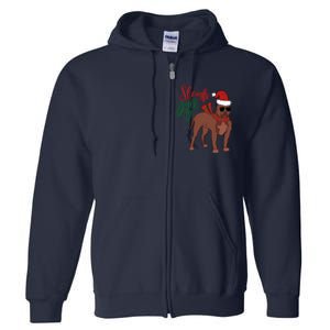 Sleigh All Day Pitbull Dog Christmas Full Zip Hoodie