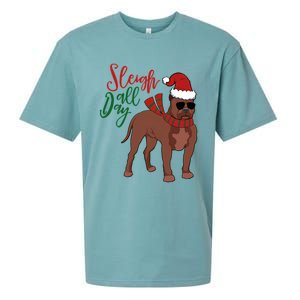 Sleigh All Day Pitbull Dog Christmas Sueded Cloud Jersey T-Shirt