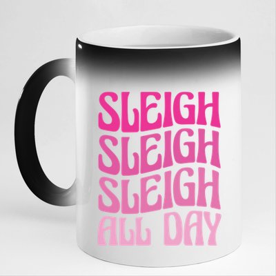 Sleigh All Day Embrace Winter Christmas Cheer Gift 11oz Black Color Changing Mug