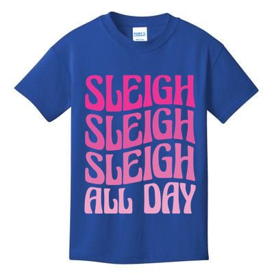 Sleigh All Day Embrace Winter Christmas Cheer Gift Kids T-Shirt