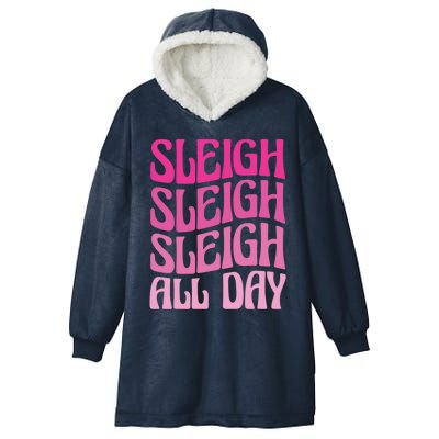 Sleigh All Day Embrace Winter Christmas Cheer Gift Hooded Wearable Blanket