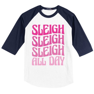 Sleigh All Day Embrace Winter Christmas Cheer Gift Baseball Sleeve Shirt