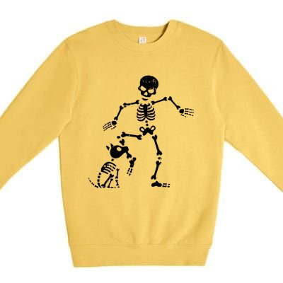 Skeleton And Dog Halloween Costume Funny Skull Women Premium Crewneck Sweatshirt